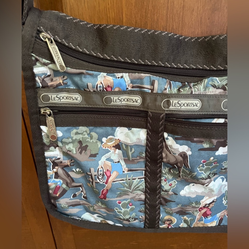 Lesportsac Blue and Black Character Print Messenger Bag - Picture 2 of 5